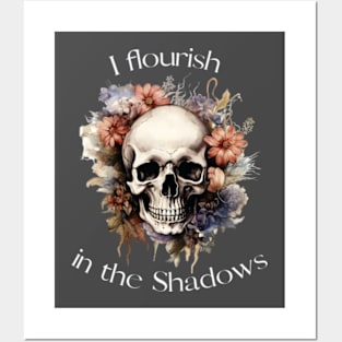 skull with flowers Posters and Art